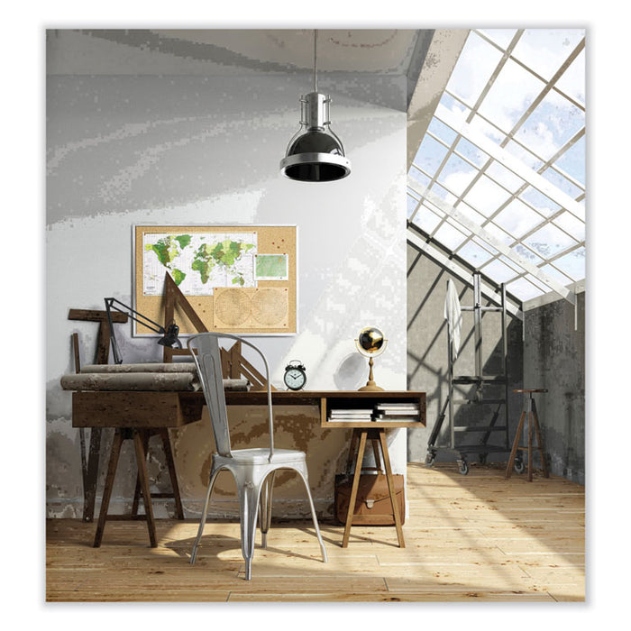 Natural Cork Bulletin Board with Wood Frame, 144.5" x 48.5", Tan Surface, Oak Finished Wood Frame