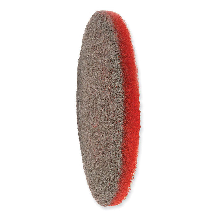 EZ CARE Heavy Duty Scrub Pad, 13" Diameter, Red/Gray, 5/Carton