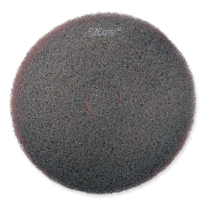EZ CARE Heavy Duty Scrub Pad, 13" Diameter, Red/Gray, 5/Carton