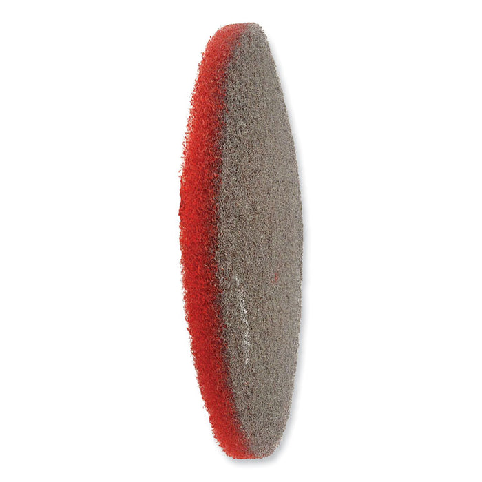 EZ CARE Heavy Duty Scrub Pad, 13" Diameter, Red/Gray, 5/Carton