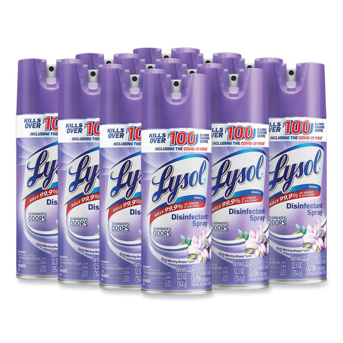 Disinfectant Spray, Early Morning Breeze Scent, 12.5 oz Aerosol Spray, 12/Carton