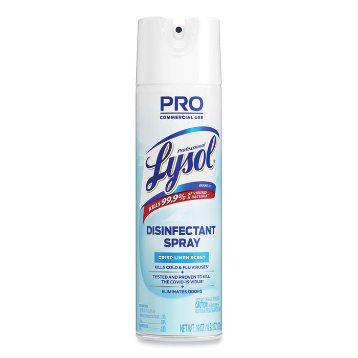 Disinfectant Spray, Crisp Linen Scent, 19 oz. Aerosol Spray, 12/Carton