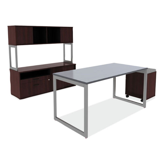 Alera Open Office Desk Series Low Storage Cabinet Credenza, Woodgrain Laminate, 29.5w x 19.13d x 22.78h, Mahogany