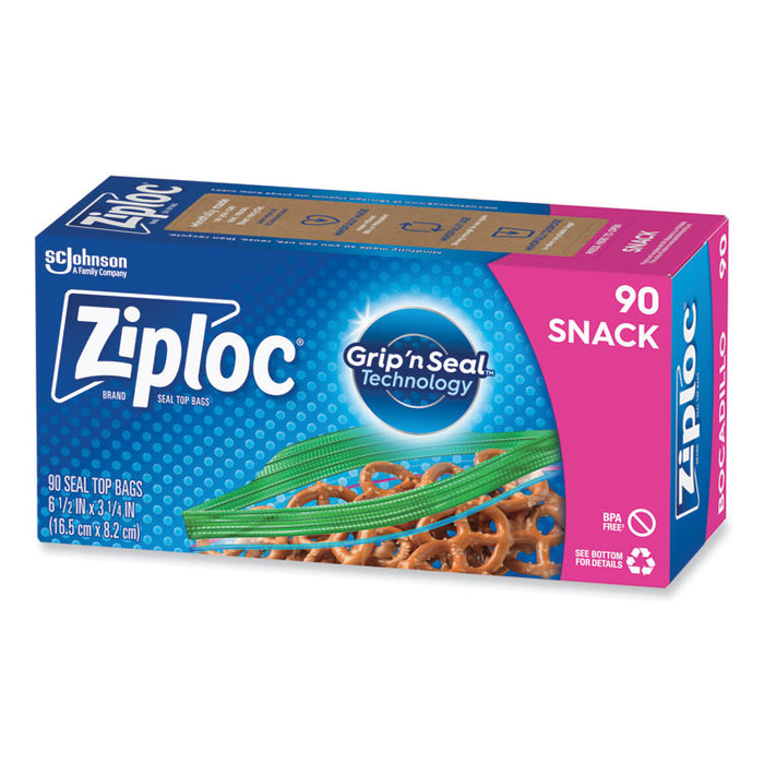 Seal Top Snack Bags, Snack, 6.5" x 3.25", Clear, 90 Bags/Box, 12 Boxes/Carton