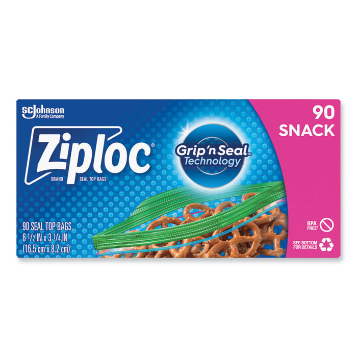 Seal Top Snack Bags, Snack, 6.5" x 3.25", Clear, 90 Bags/Box, 12 Boxes/Carton