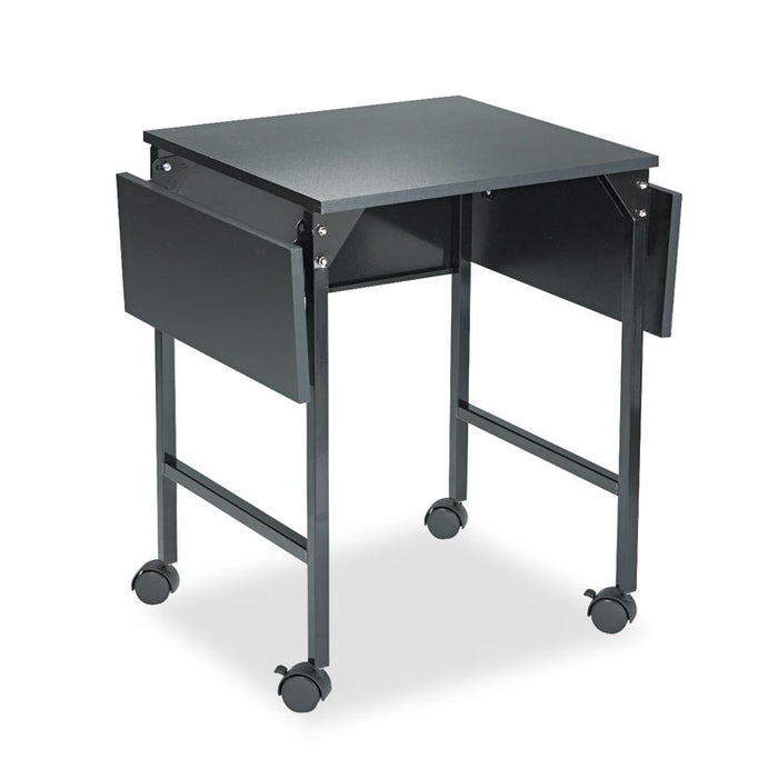 Mobile Machine Stand with Drop Leaves, Metal, 1 Shelf, 20" to 36" x 18" x 26.75", Black