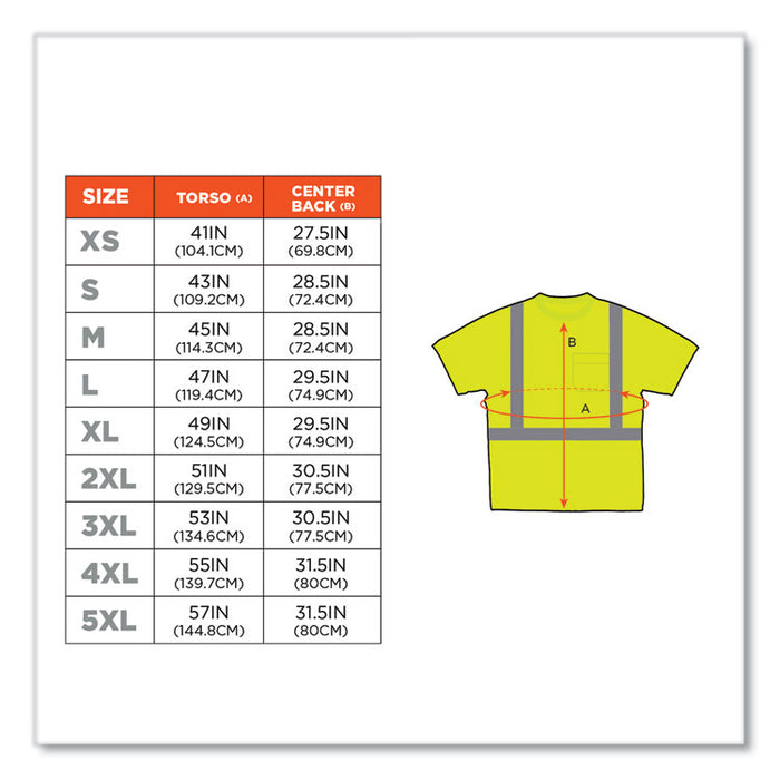GloWear 8289 Class 2 Hi-Vis T-Shirt, Lime, 2X-Large