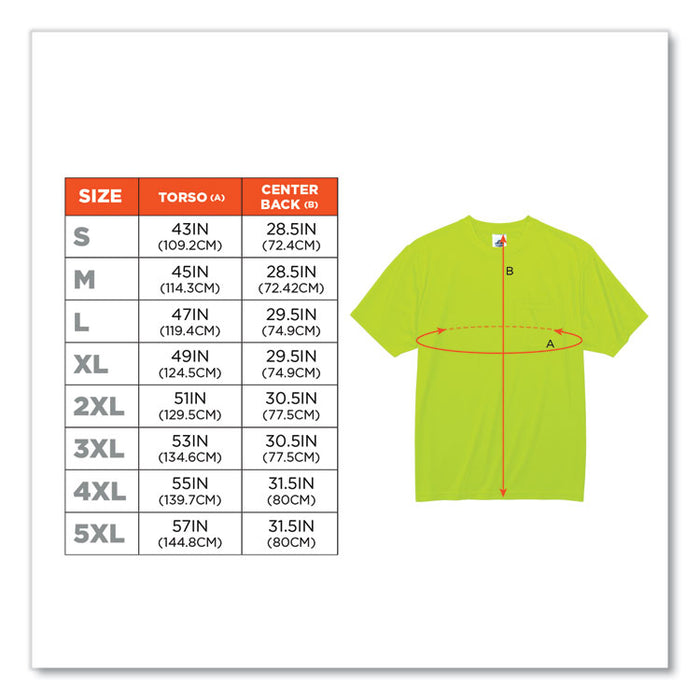 GloWear 8089 Non-Certified Hi-Vis T-Shirt, Large, Lime