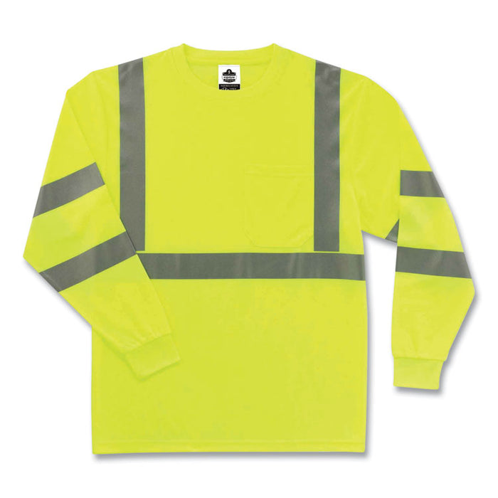 GloWear 8391 Class 3 Hi-Vis Long Sleeve Shirt, Large, Lime