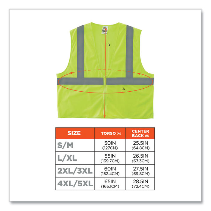 GloWear 8205Z Class 2 Super Economy Mesh Vest, Polyester, Lime, 2X-Large/3X-Large
