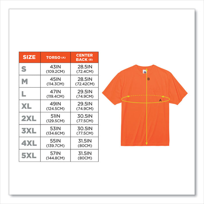 GloWear 8089 Non-Certified Hi-Vis T-Shirt, 4X-Large, Orange