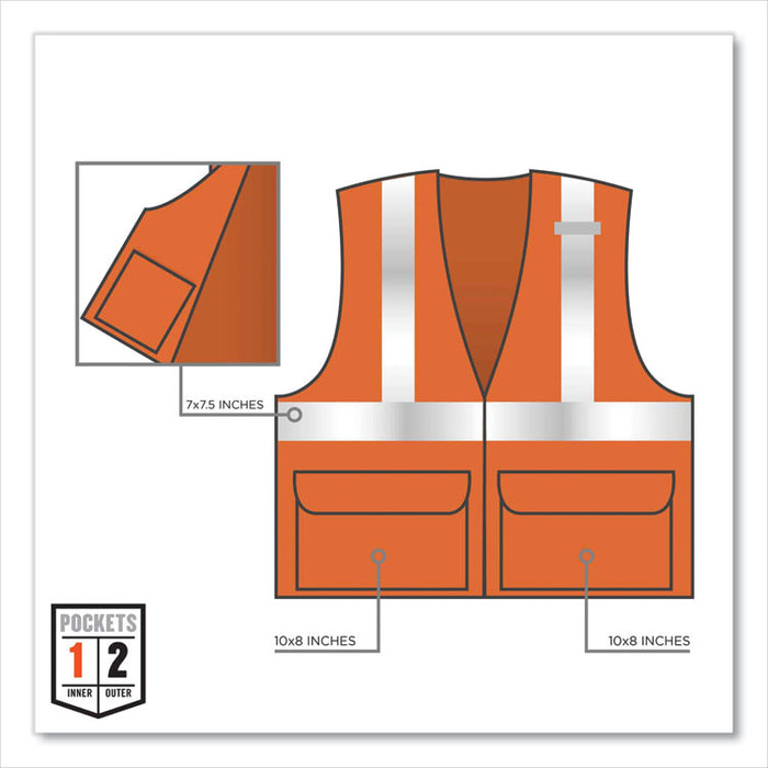 GloWear 8225Z Class 2 Standard Solid Vest, Polyester, Orange, 2X-Large/3X-Large