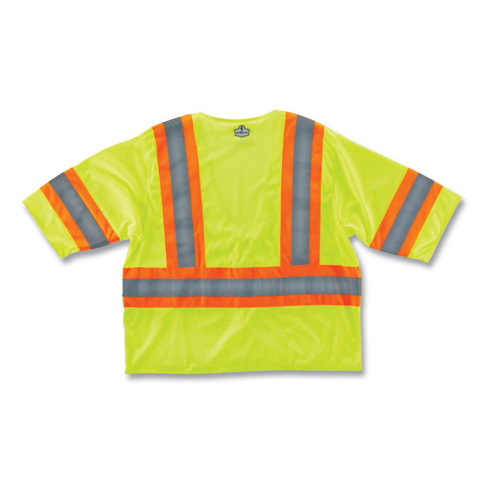 GloWear 8330Z Class 3 Two-Tone Zipper Vest, Polyester, Large/X-Large, Lime