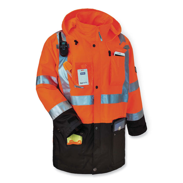 GloWear 8386 Class 3 Hi-Vis Outer Shell Jacket, Polyester, 3X-Large, Orange