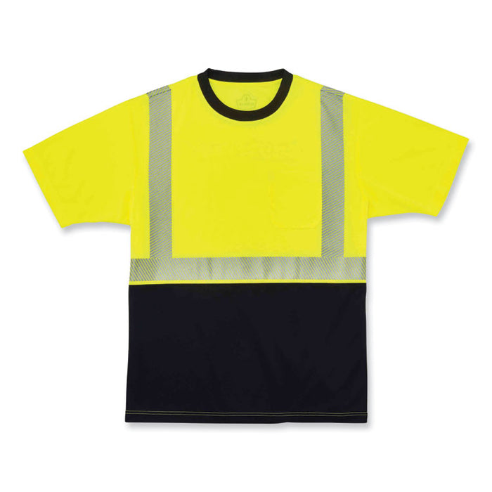 GloWear 8280BK Class 2 Performance T-Shirt with Black Bottom, 2X-Large, Lime