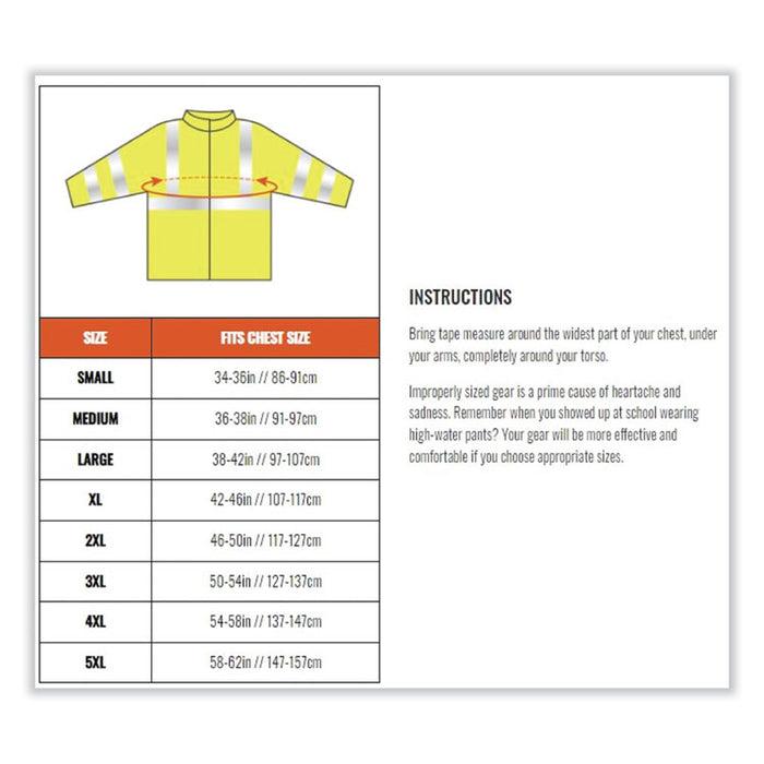 GloWear 8386 Class 3 Hi-Vis Outer Shell Jacket, Polyester, Medium, Lime