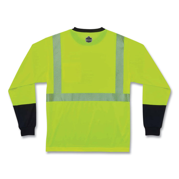 GloWear 8281BK Class 2 Long Sleeve Shirt with Black Bottom, Medium, Lime