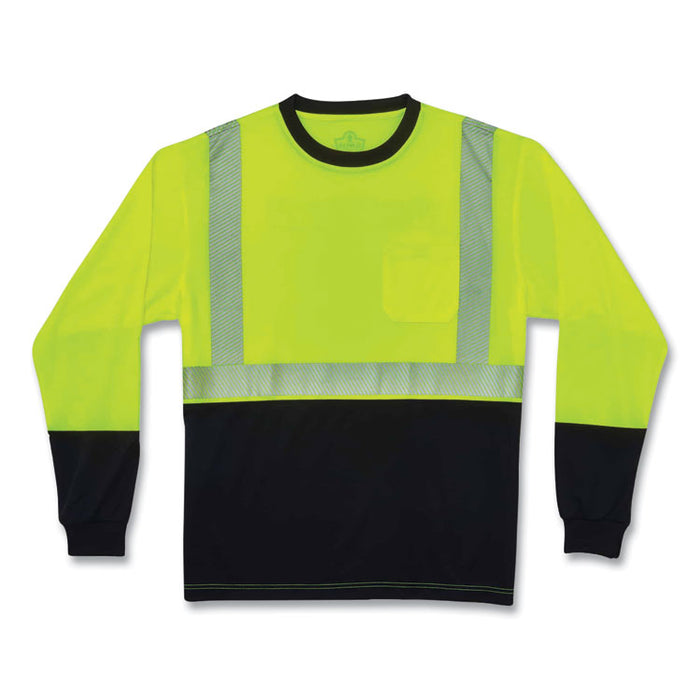 GloWear 8281BK Class 2 Long Sleeve Shirt with Black Bottom, 5X-Large, Lime