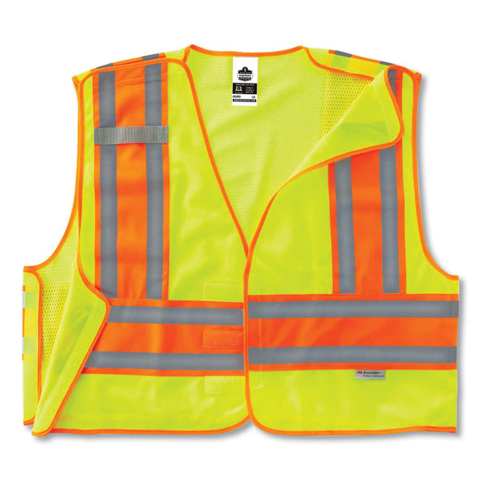 GloWear 8245PSV Class 2 Public Safety Vest, Polyester, Large/X-Large, Lime