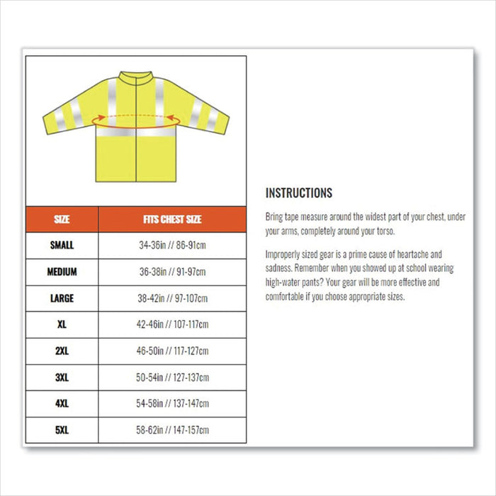 GloWear 8386 Class 3 Hi-Vis Outer Shell Jacket, Polyester, 4X-Large, Lime