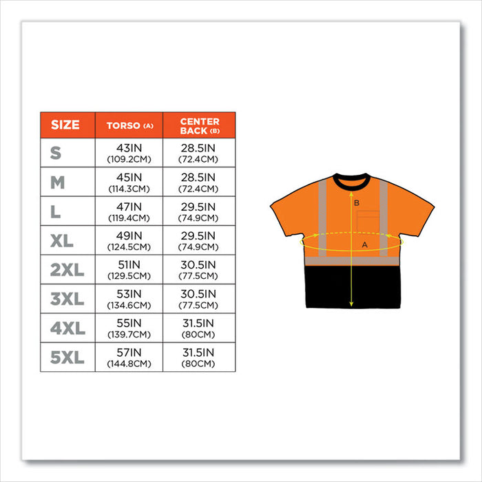 GloWear 8280BK Class 2 Performance T-Shirt with Black Bottom, Medium, Orange