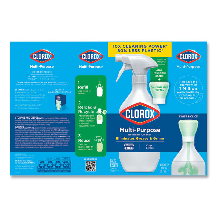 Clorox Multipurpose Degreaser Cleaner Refillable Starter Kit, Crisp Lemon Scent