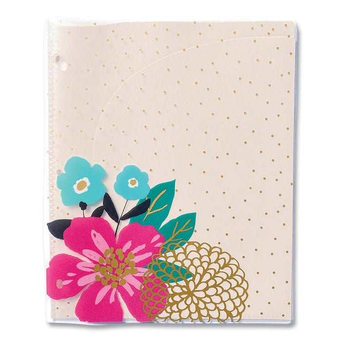 Panache Glossy 3-Hole Punched 6-Pocket Folder, Accommodates 11 x 8.5 Sheets, Randomly Assorted Warm Colors