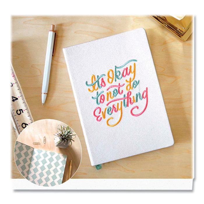 Vegan-Suede Layflat Hardbound Journal, It's OK to Not Do Everything, Medium/College Rule, White Cover, (144) 8 x 5.5 Sheets