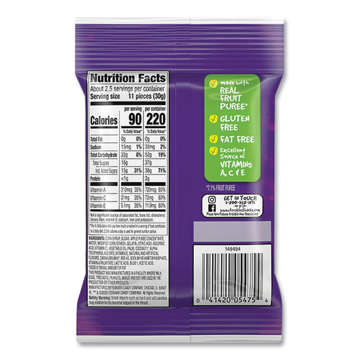 Funables Fruity Snacks, Mixed Berry, 2.5 oz Bag, 48/Carton