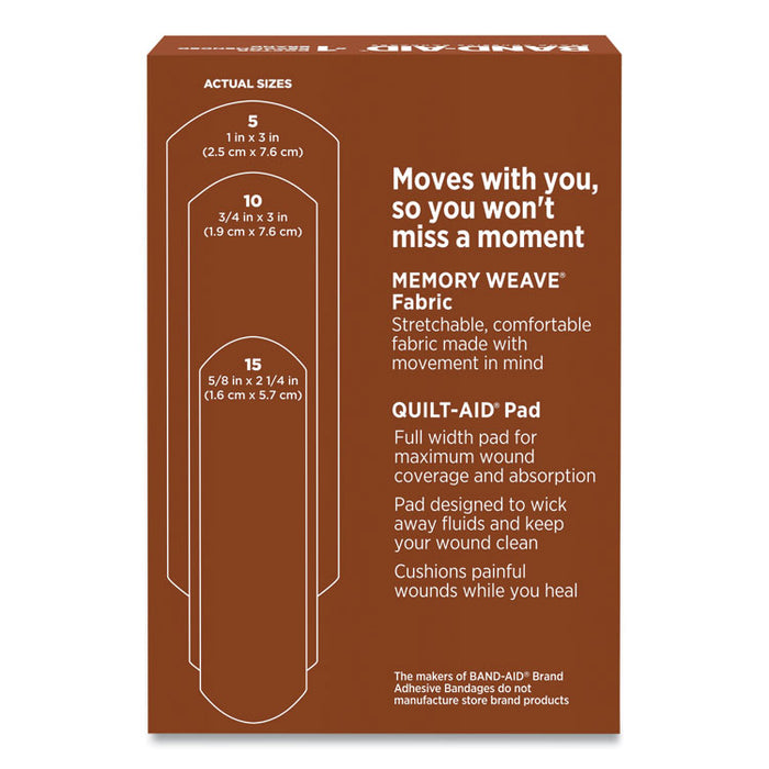 OurTone Adhesive Bandages, BR55, 2.25 x 0.63; 3 x 0.75; 3 x 1, Medium Brown, 30/Pack