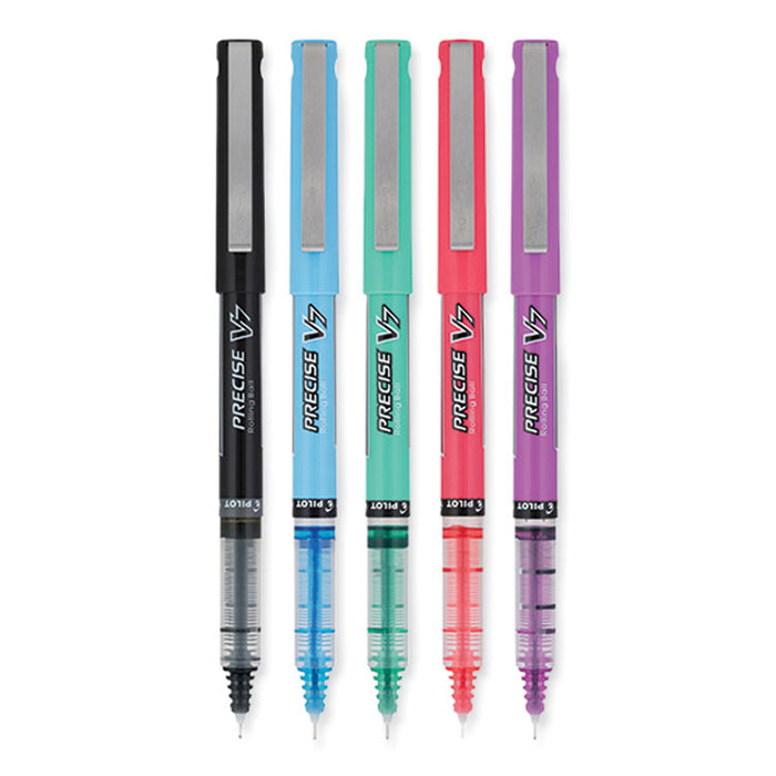 Precise V7 Rollerball Pen, Stick, Fine 0.7 mm, Assorted Ink and Barrel Colors, 5/Pack