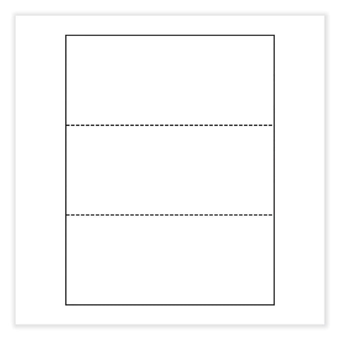 Perforated Paper, 3.66" and 7.33" from Bottom, 92 Bright, 20 lb Bond Weight, 8.5 x 11, White, 500/Ream, 5 Reams/Carton