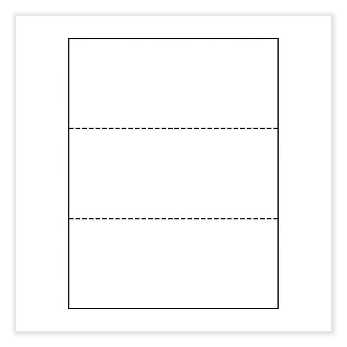 Perforated Paper, 3.66" and 7.33" from Bottom, 92 Bright, 24 lb Bond Weight, 8.5 x 11, White, 500/Ream, 5 Reams/Carton