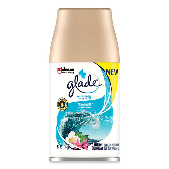Automatic Air Freshener, Aqua Waves, 6.2 oz Spray Can, 4/Carton