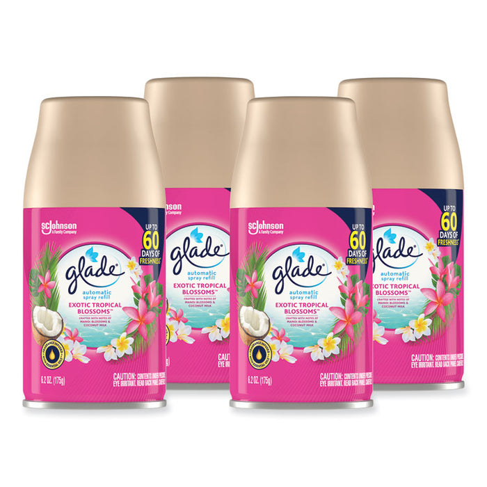 Automatic Air Freshener, Exotic Tropical Blossoms, 6.2 oz Spray Can, 4/Carton