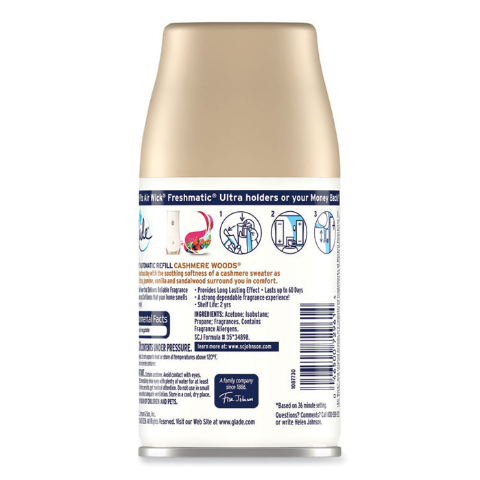 Automatic Air Freshener, Cashmere Woods, 6.2 oz Spray Can, 4/Carton
