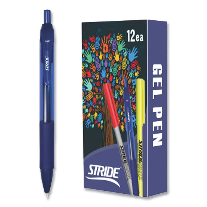 StrideRio Gel Pen, Retractable, Medium 0.7 mm, Blue Ink, Translucent Blue Barrel, 12/Box