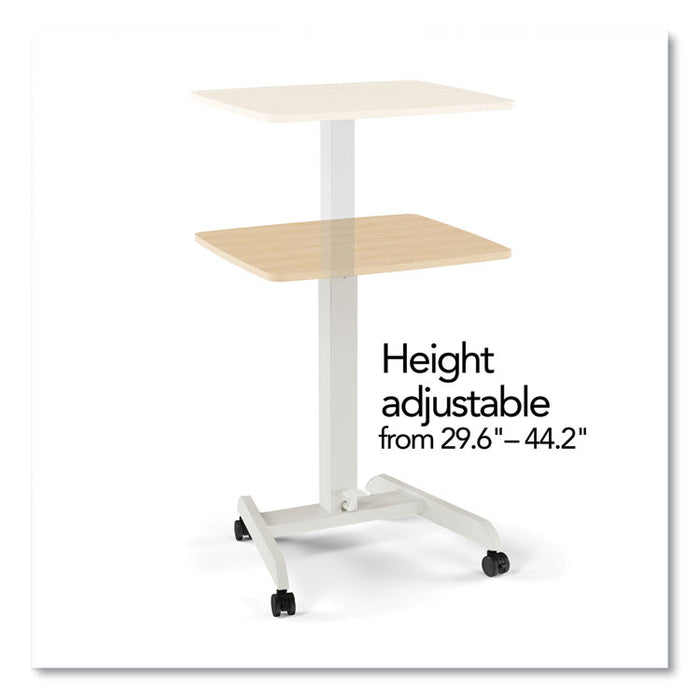 Essentials Sit-Stand Single-Column Mobile Workstation, 23.6" x 20.5" x 29.6" to 44.2", Natural Wood/Light Gray