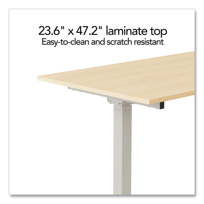 Essentials Electric Sit-Stand Two-Column Workstation, 47.2" x 23.6" x 28.7" to 48.4", Natural Wood/Light Gray
