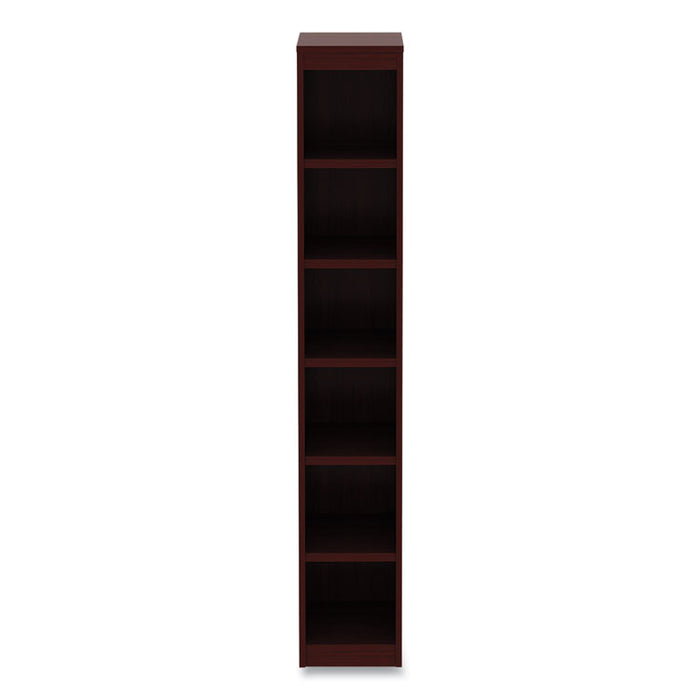 Alera Valencia Series Narrow Profile Bookcase, Six-Shelf, 11.81w x 11.81d x 71.73h, Mahogany