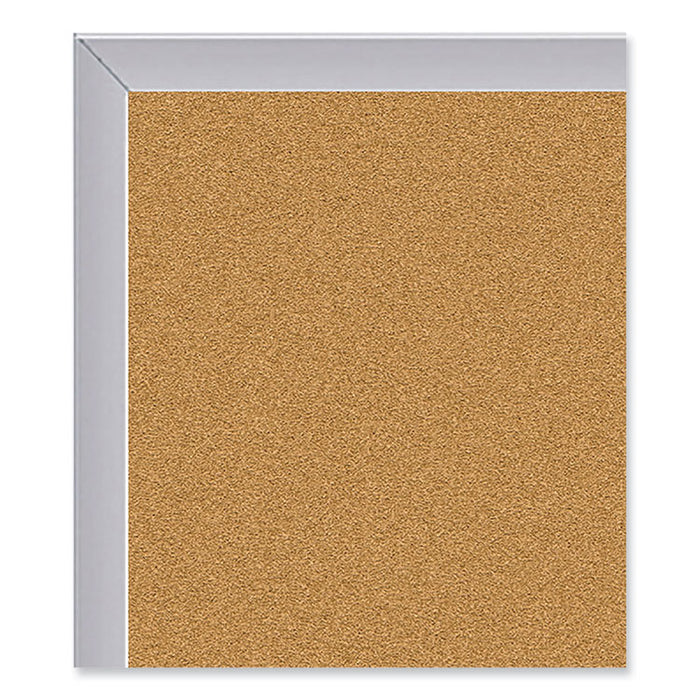 Aluminum-Frame Natural Corkboard, 24" x 18", Tan Surface, Satin Aluminum Frame
