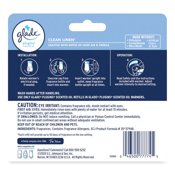 Plugins Scented Oil Refill, Clean Linen, 0.67 oz, 5/Pack