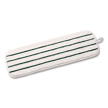Microfiber Flat Mop, 18", White/Stripes, Microfiber Pad, 100/Carton