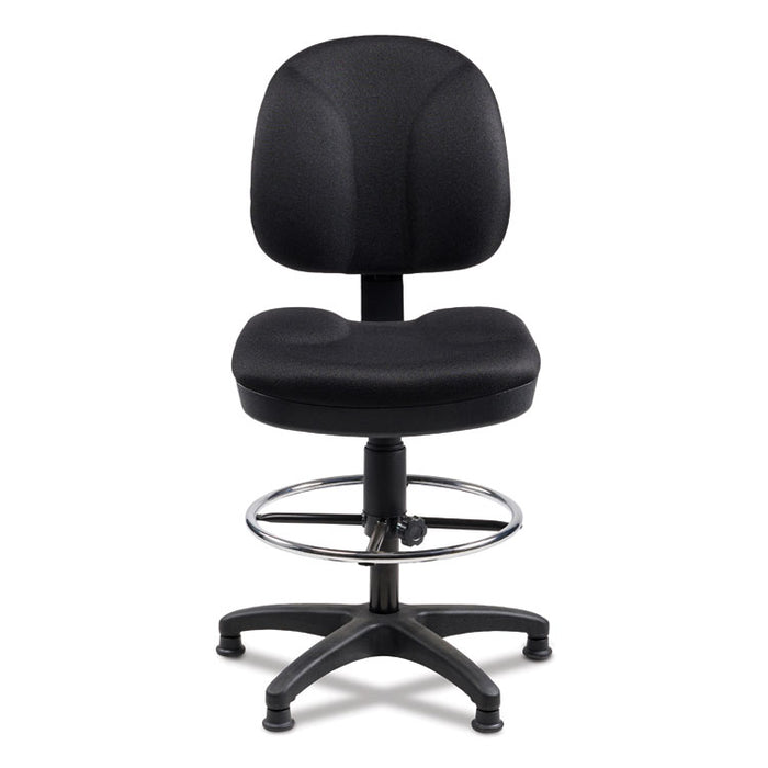 Comfort Task Stool, Supports Up to 300 lb, 24.5" to 34.5" Seat Height, Black Seat, Black Back, Black Base