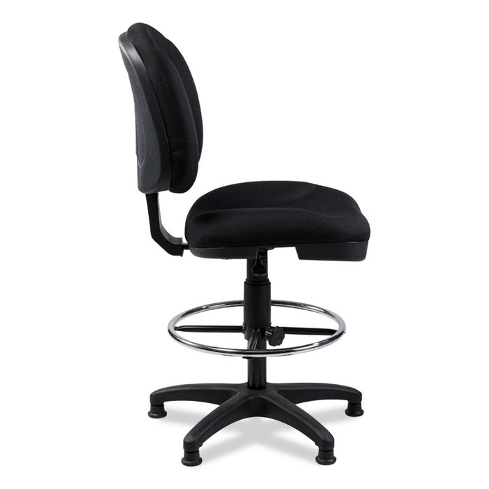 Comfort Task Stool, Supports Up to 300 lb, 24.5" to 34.5" Seat Height, Black Seat, Black Back, Black Base