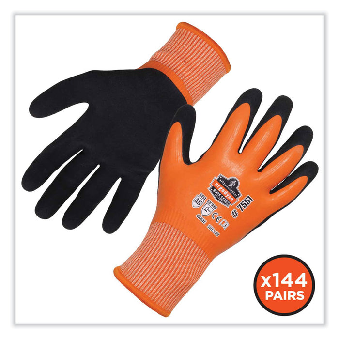 ProFlex 7551-CASE ANSI A5 Coated Waterproof CR Gloves, EN388: 4X43E, 10" Long, Medium, Orange, 144 Pairs/Carton