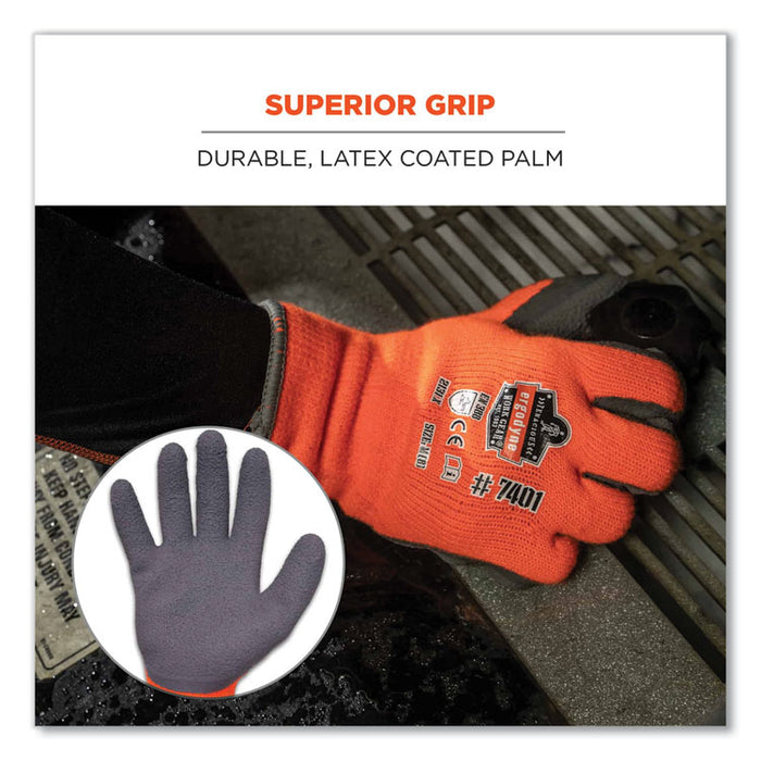ProFlex 7401-CASE Coated Lightweight Winter Gloves, EN388: 2131X, 11" Long, X-Large, Orange, 144 Pairs/Carton
