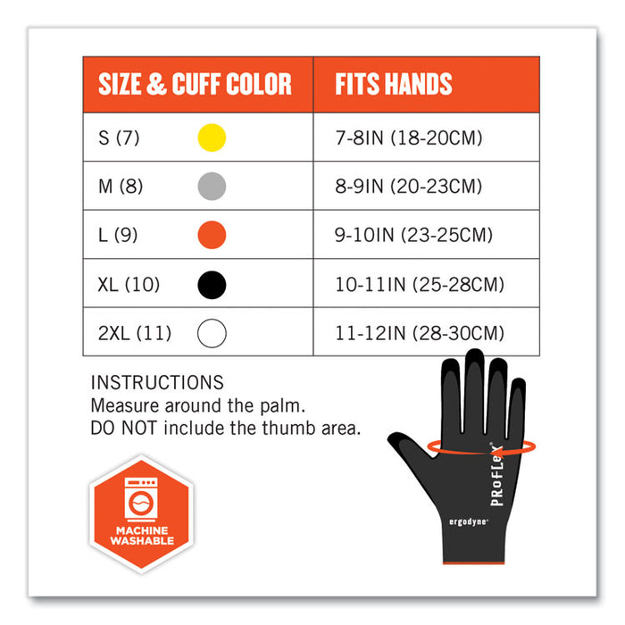 ProFlex 7001 Nitrile-Coated Gloves, EN388: 4121X, 9.25" Long, XX-Large, Black, Pair