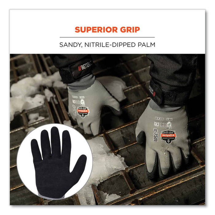 ProFlex 7501-CASE Coated Waterproof Winter Gloves, EN388: 2131X, 11" Long, X-Large, Gray, 144 Pairs/Carton