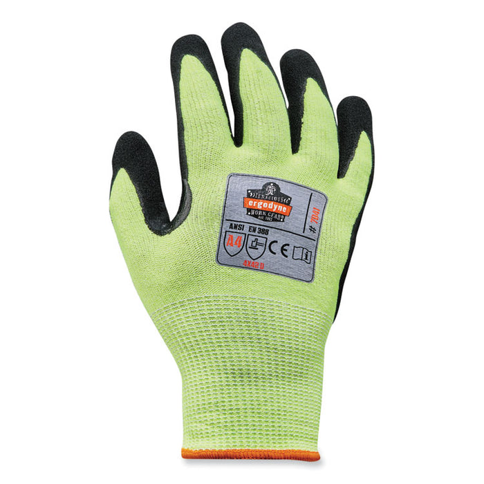 ProFlex 7041 ANSI A4 Nitrile-Coated CR Gloves, EN388: 4X42D, 10" Long, Small, Lime, Pair